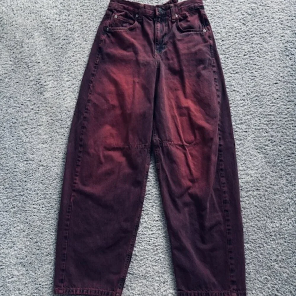 BDG Red Tint Logan Cinch Back Boyfriend Jeans, size 27 - Picture 2 of 6